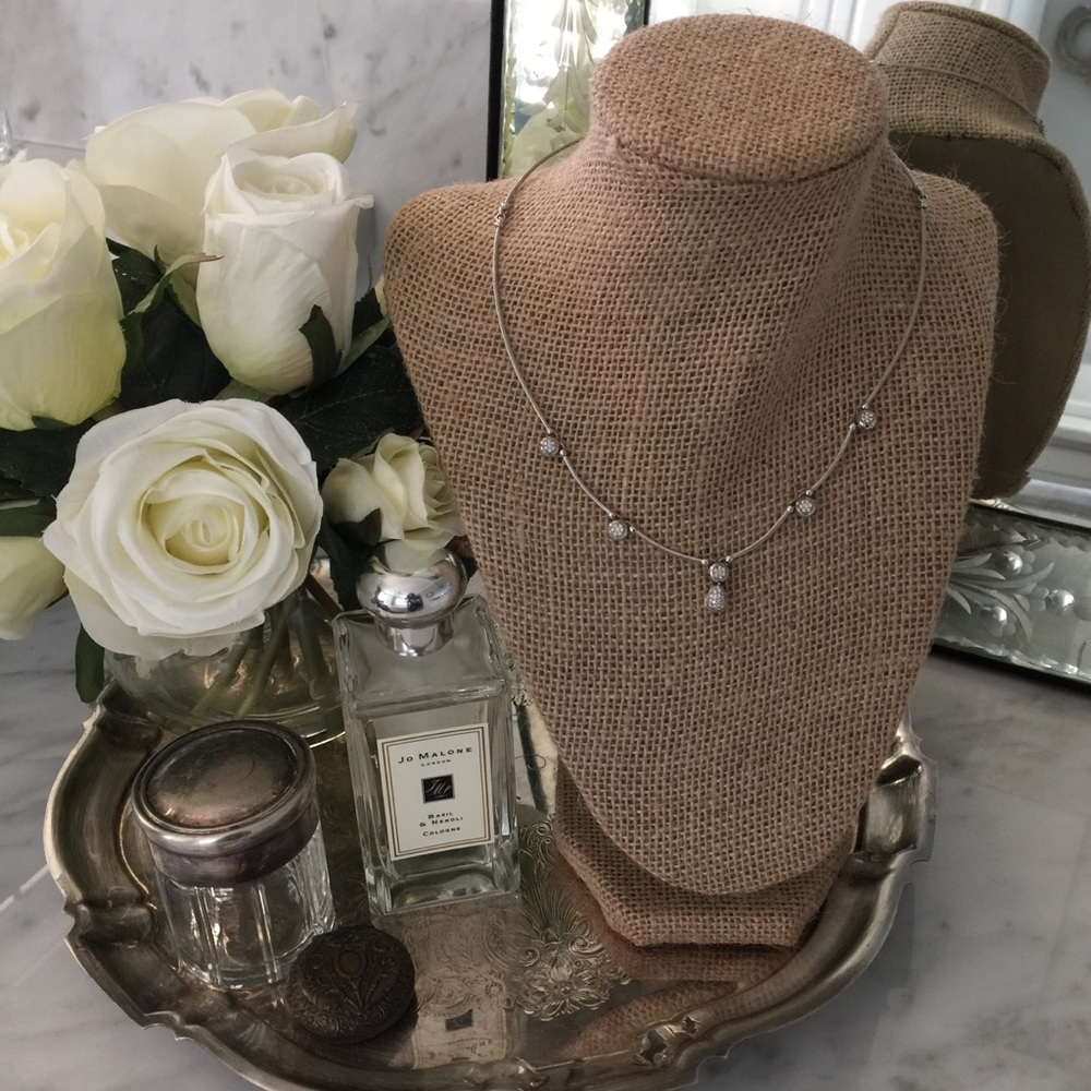 Charriol diamond white gold steel cable necklace